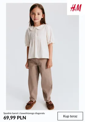 Spodnie barrel z bawełnianego diagonalu H & M promocja w H&M