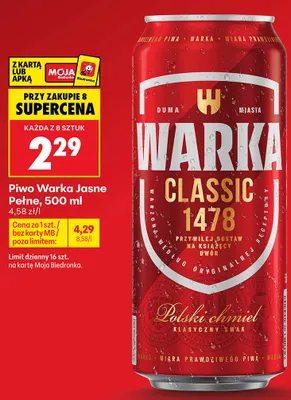 Piwo Warka promocja w Biedronka