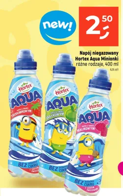 Napój niegazowany Hortex Aqua Minionki o smaku malinowym bez dodatku cukru promocja w Dealz