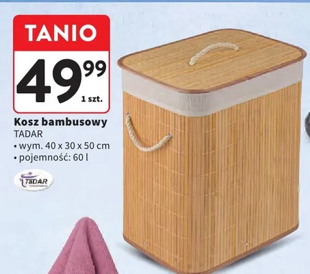 Kosz bambusowy wym. 40 x 30 x 50 cm, pojemność: 60 l promocja w Intermarche