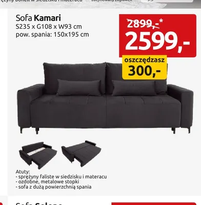 Sofa Kamari promocja w Black Red White