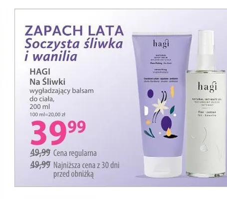 Balsam do ciała Hagi Na Śliwki promocja w Hebe