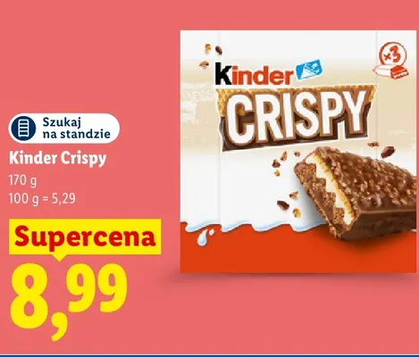 Baton Kinder Crispy 3-pak promocja w Lidl