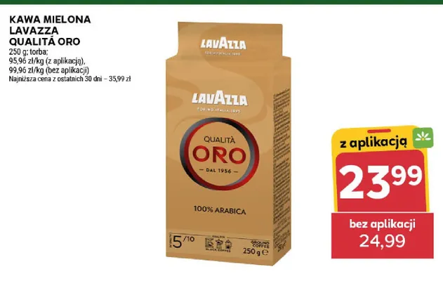 Kawa mielona Lavazza Qualità Oro torba promocja w Stokrotka