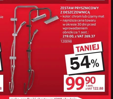 Zestaw prysznicowy z deszczownicą promocja w Selgros