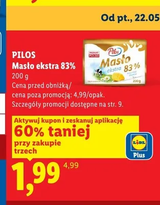 Masło ekstra 83% Pilos promocja w Lidl