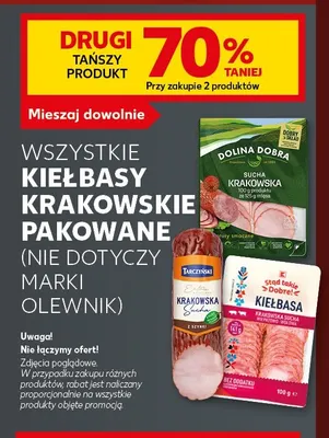 Kiełbasy krakowskie pakowane (nie dotyczy marki Olewnik) promocja w Kaufland