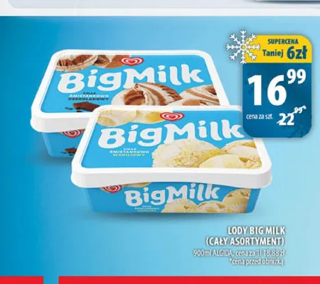 Lody Big Milk Śmietankowe promocja w Arhelan