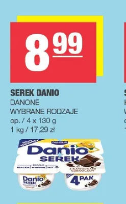 Serek homogenizowany Danio z kawałkami czekolady Danone promocja w SPAR