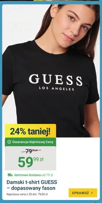 Damski t-shirt GUESS dopasowany fason promocja w ERLI