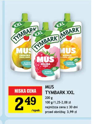 Mus Tymbark XXL malina jabłko promocja w Gram Market