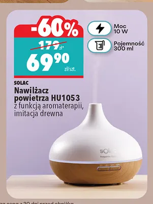 Nawilżacz powietrza HU1053 z funkcją aromaterapii imitacja drewna Solac promocja w Biedronka