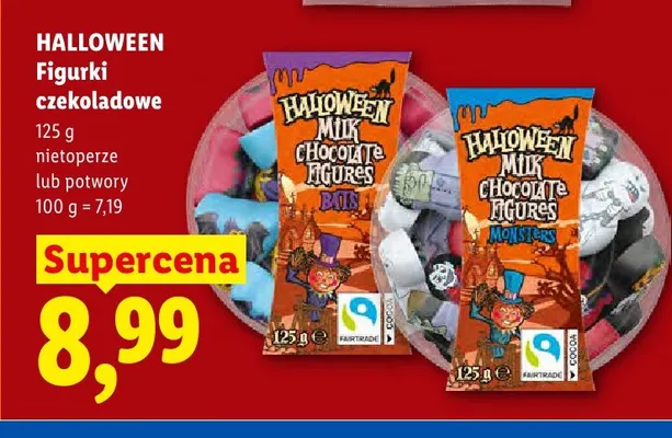 Figurki czekoladowe potwory Halloween promocja w Lidl