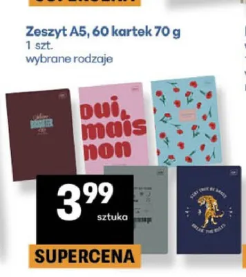 Zeszyt A5 60 kartek 70 g promocja w Delikatesy Centrum