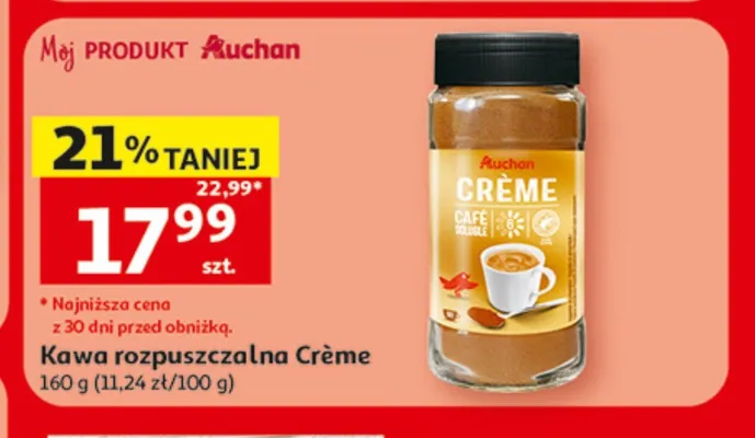 Kawa rozpuszczalna Crème Auchan promocja w Auchan
