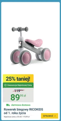 Rowerek biegowy RICOKIDS od 1. roku życia promocja w ERLI