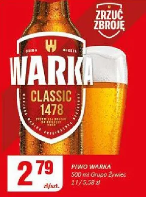 Piwo jasne Warka promocja w Chorten