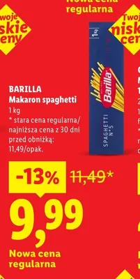 Makaron spaghetti Barilla promocja w Lidl