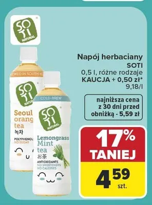 Napój herbaciany Soti Seoul Green Tea promocja w Carrefour Market