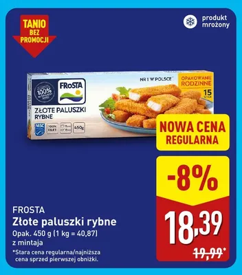 Złote paluszki rybne z mintaja Frosta promocja w Aldi