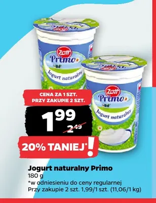 Jogurt naturalny Primo Zott promocja w Netto