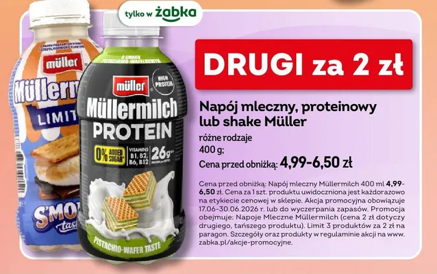Napój mleczny Müller Müllermilch promocja w Żabka