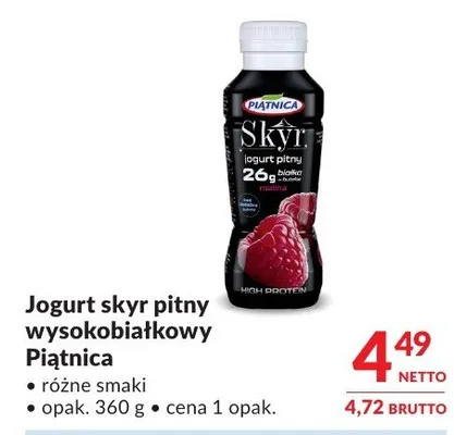 Jogurt skyr pitny wysokobiałkowy Piątnica promocja w Makro