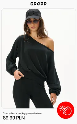 Czarna bluza z odkrytym ramieniem Cropp promocja w Cropp