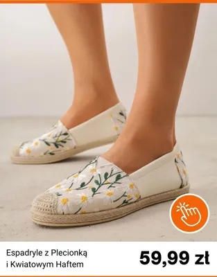 Espadryle z plecionką i kwiatowym haftem Born2be promocja w Born2be