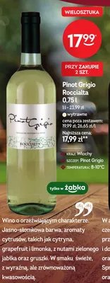 Wino białe Pinot Grigio Roccialta wytrawne promocja w Żabka