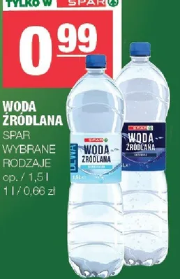 Woda źródlana wybrane rodzaje promocja w SPAR