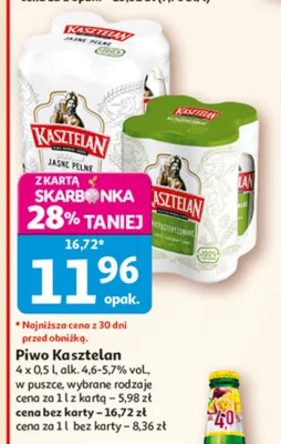 Piwo Kasztelan Jasne Pełne 4-pak promocja w Auchan