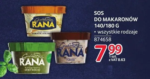 Sos do makaronów Rana 140/180 g wszystkie rodzaje promocja w Selgros