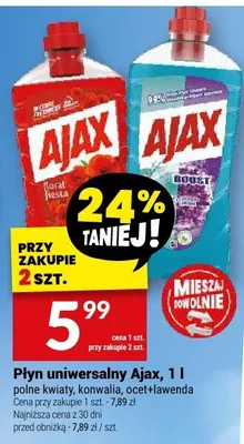 Płyn uniwersalny Ajax ocet+lawenda promocja w Twój Market