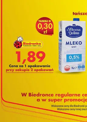 Mleko UHT 0,5% promocja w Biedronka