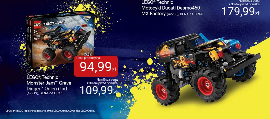 Klocki LEGO Technic Monster Jam Grave Digger Ogień i lód 42219 promocja w Smyk