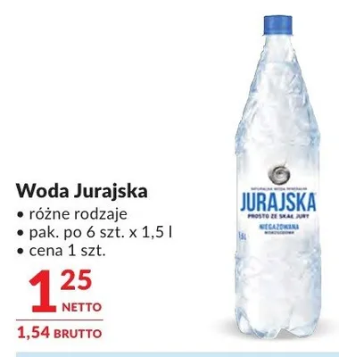 Woda Jurajska różne rodzaje promocja w Makro