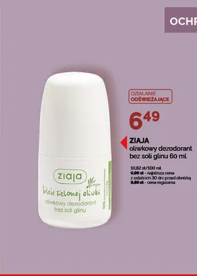 Oliwkowy dezodorant bez soli glinu Ziaja promocja w Ziko Dermo