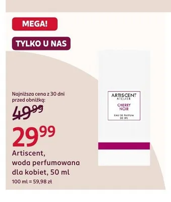 Woda perfumowana dla kobiet Artiscent Cherry Noir promocja w Rossmann
