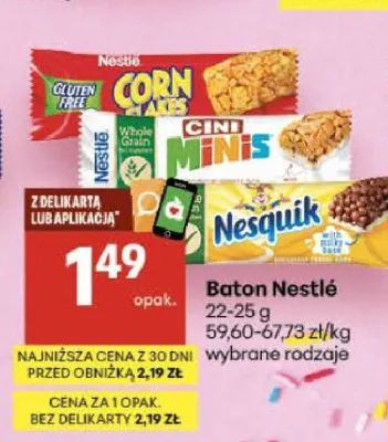 Baton zbożowy Nestlé Corn Flakes promocja w Delikatesy Centrum
