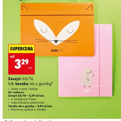 Teczka A4 z gumką BEBE promocja w Biedronka