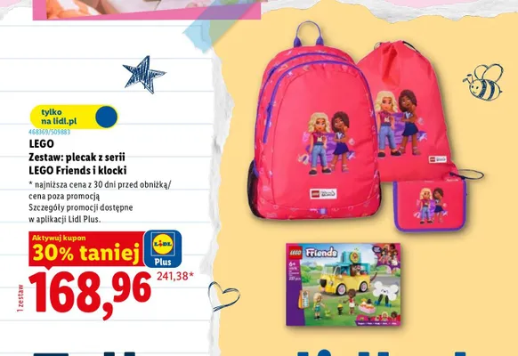 Zestaw plecak LEGO Friends + klocki LEGO promocja w Lidl