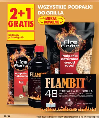 Podpałka naturalna Fire & Flame do grilli kominków pieców 64 kostki promocja w Biedronka