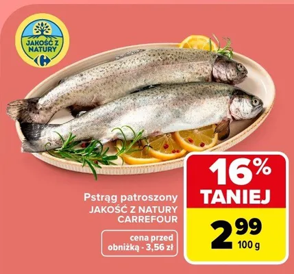 Pstrąg patroszony promocja w Carrefour