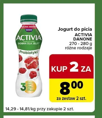 Jogurt do picia ACTIVIA DANONE promocja w Carrefour Express