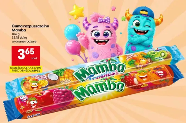 Guma rozpuszczalna Mamba Tropics promocja w Delikatesy Centrum
