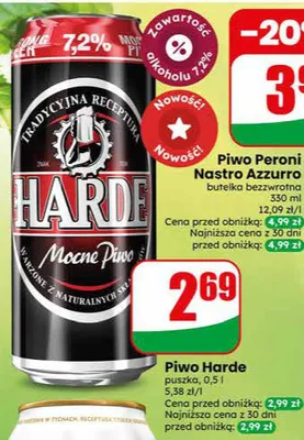 Piwo Harde puszka promocja w Dino