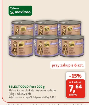 Mokra karma dla kota Select Gold Pure promocja w MAXI ZOO