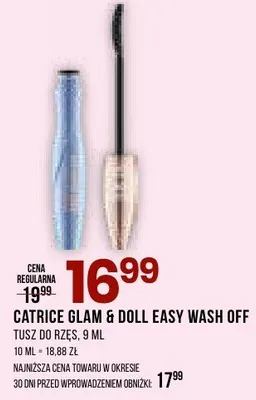 Tusz do rzęs Glam & Doll Easy Wash Off promocja w Drogerie Natura