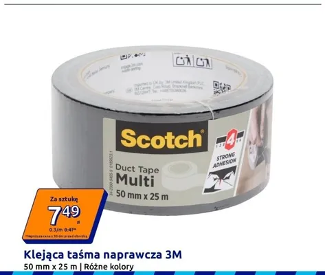 Klejąca taśma naprawcza 3m Scotch Duct Tape Multi 50mmx25m promocja w Action